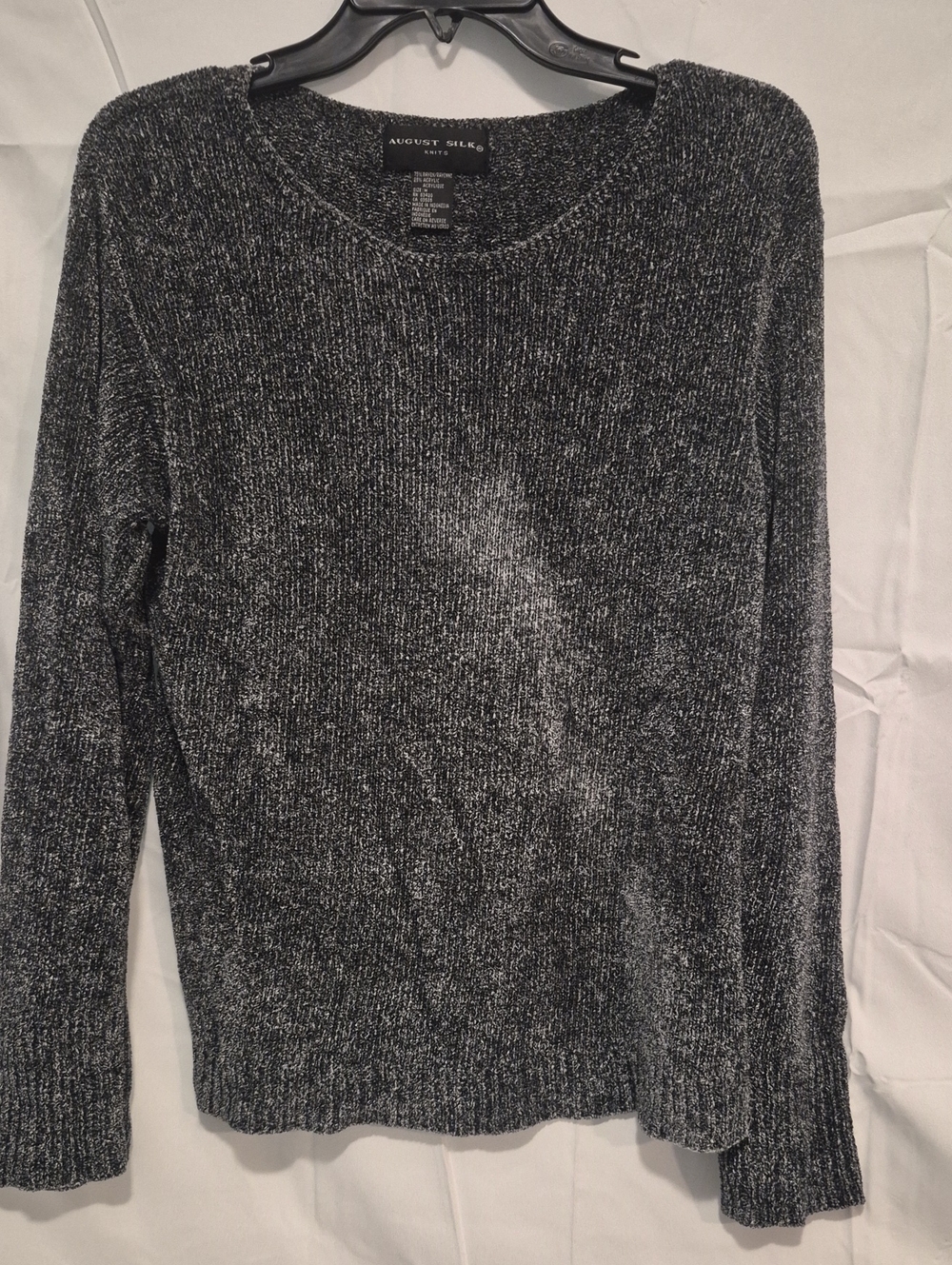 august silk Black & Silver Marled Crewneck Sweater